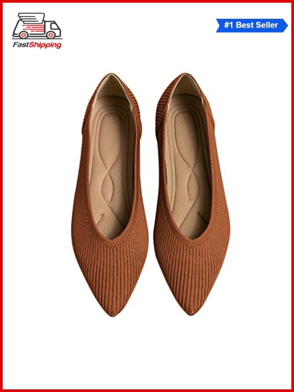 ✨ Pointed Toe Knit Ballet Flats Comfortable Slip On Dressy Flat Shoes